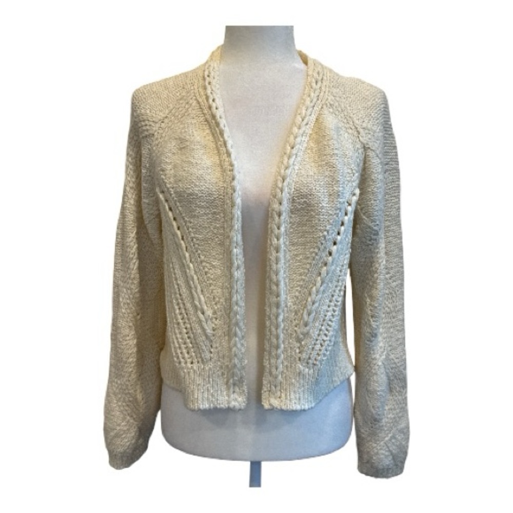 Anthropologie Women’s Cardigan Size XS Braided Pattern Cream - Picture 3 of 11